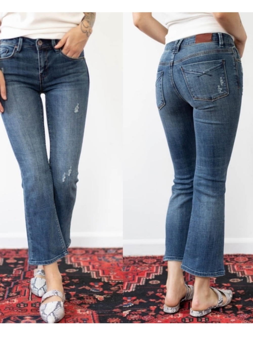 Unpublished Margaux Mid-Rise Blue Cropped Flare Jeans - Women's